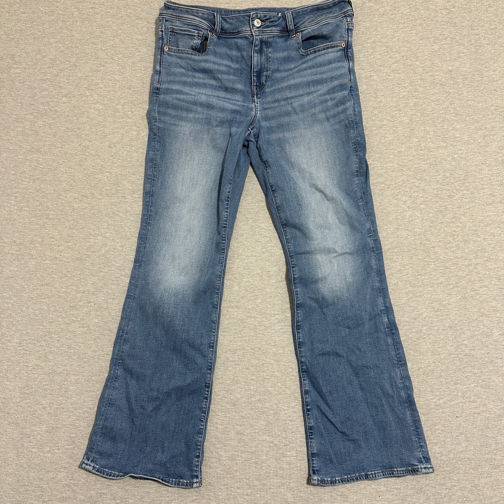 American Eagle Next Level Stretch Kick Bootcut Jeans Medium Wash Women Size 14